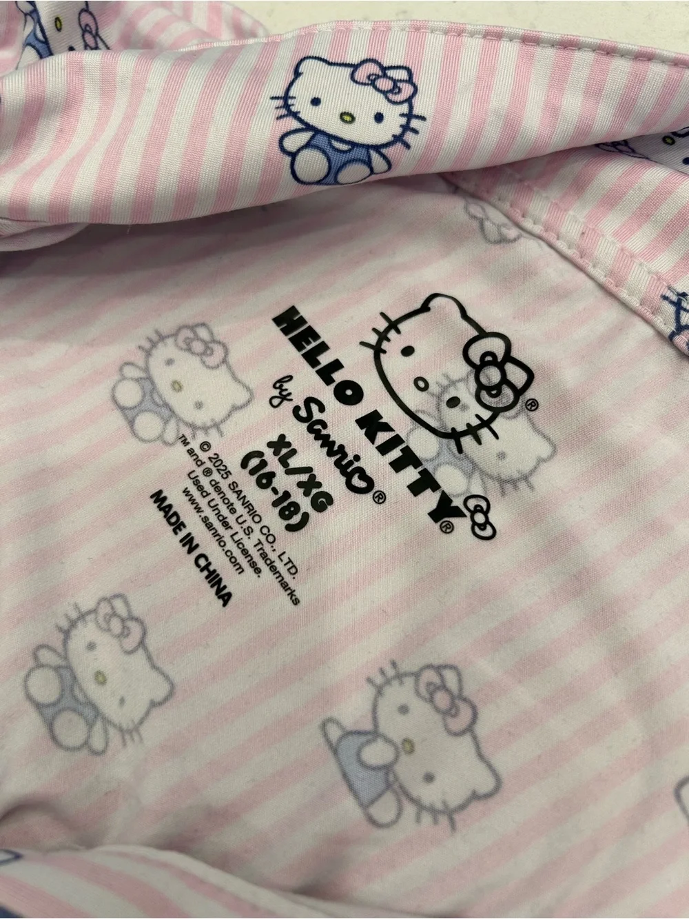 Hello Kitty Pale Pink Striped Short Pajama Set with Character Print